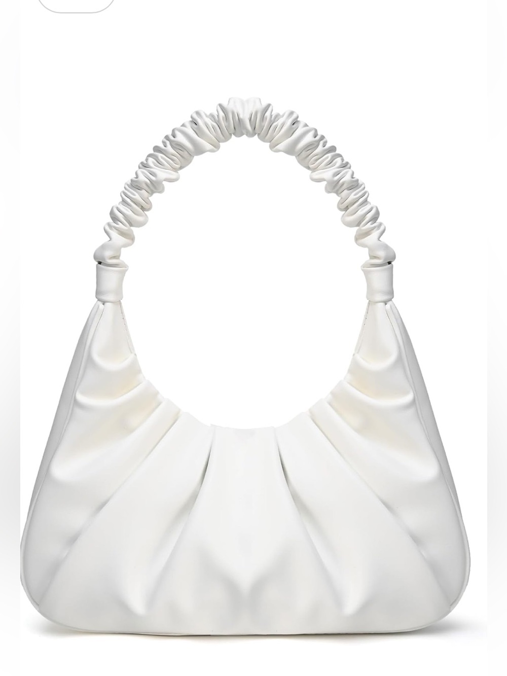 White Ruched Handle Shoulder Bag